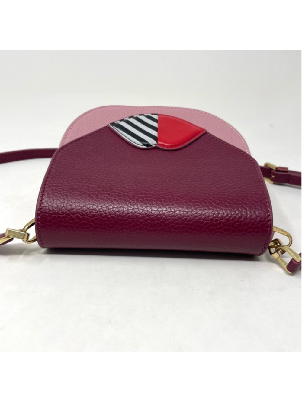 Lulu Guinness Small Leather Colorblock Pink Lips Shoulder Bag - Picture 4 of 11